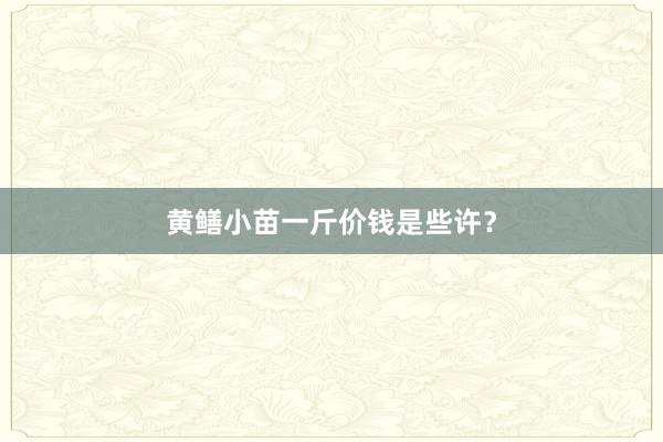 黄鳝小苗一斤价钱是些许？